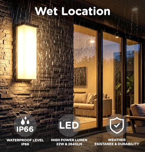 14 Inch Outdoor Wall Light (Black,1 Pack / 14 Inch)