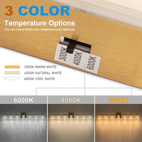 7 Light Gold Vanity Light with 3 Color Modes