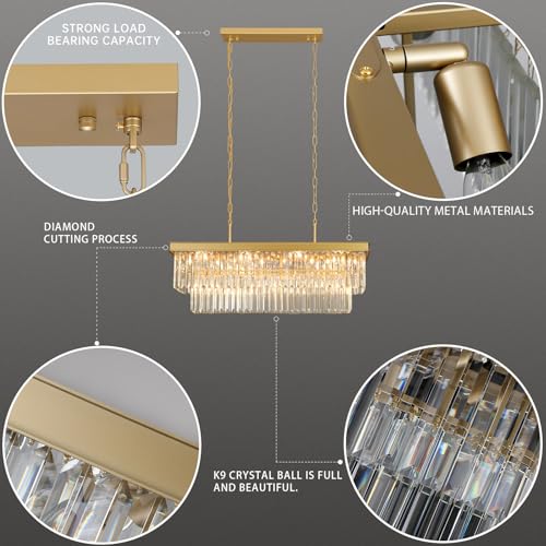 Gold Crystal Chandeliers for Dining Room
