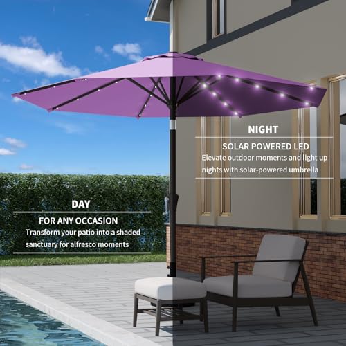 9FT Patio Umbrella with Solar Lights