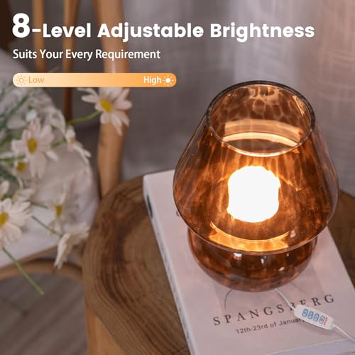 USB Plug in Vintage Mushroom Lamp Small Bedside Table Lamp with 3 Temperature LED Bulb