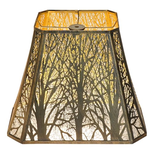Rectangle Large Metal Lampshade Forest Etching Forest Lamp Shade Pattern Fits For Table Lamps And Floor Lamps Spider Fitter