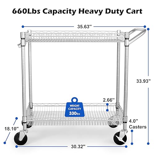 Heavy Duty 2 Tier Rolling Cart