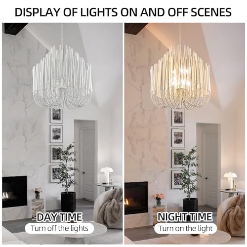 Extra Large Chandelier Farmhouse Whitewash Wood 36Inch Pendant Light