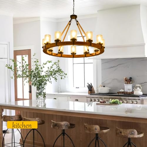 40" Wagon Wheel Chandelier Farmhouse (12 Count)