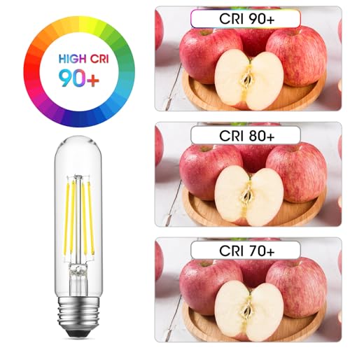 E26 LED Bulb 6W Equal 60 Watt Light Bulbs Daylight 5000K E26 Edison Bulb AC120V 750lm Dimmable 5 Inch Long Tubular T10 LED Bulb for Rustic Pendant (6 Count)