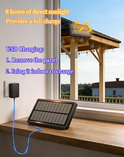 148ft-Solar-Powered-Lights-Outdoor-Waterproof-String Lights-Outside-Patio-Yard-Garden-Fence-Backyard-Deck-Porch-Balcony-Patios-Camping-Battery-Operated-LED-Fairy-Strip-Lighting-Hanging-Edison-Bulbs (148 Foot)