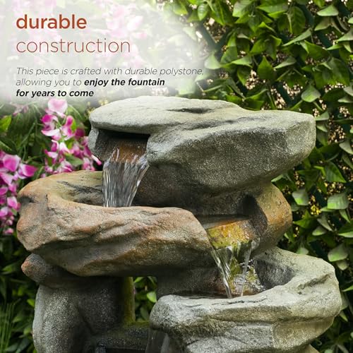 WIN1484S Cascading Natural Stone Fountain with LED Lights