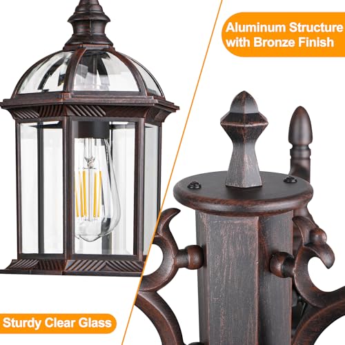 Dusk to Dawn Outdoor Lamp Post Light with 3 LED Bulbs