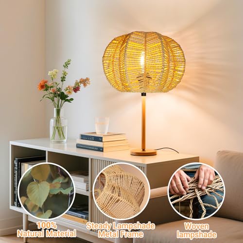 Hanging Light Rattan Lamp Shade Boho Lampshades for Rattan Pendant Lights Ceiling Light Table Lamps Floor Hanging Lights Plug in Pendant Light Wall Sconce