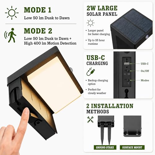 Premium Solar Pathway Lights Outdoor (2 Count)