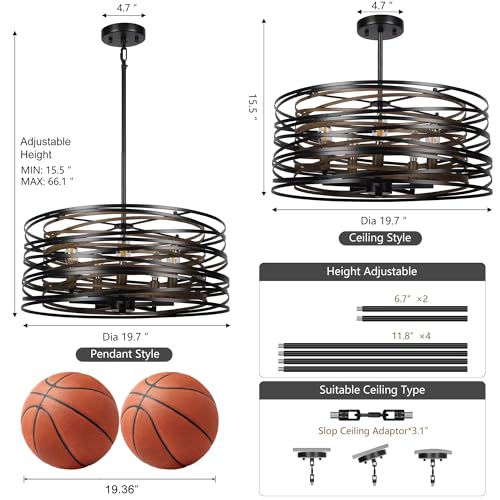 5 Light Drum Chandelier for Dining Room
