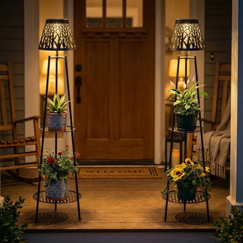 2 Pack Solar Floor Lamps Outdoor with 2 (2 Count)