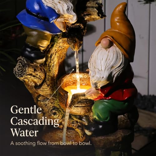 27H Gnome Outdoor Water Fountain with 3