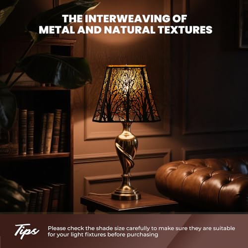 Rectangle Large Metal Lampshade Forest Etching Forest Lamp Shade Pattern Fits For Table Lamps And Floor Lamps Spider Fitter