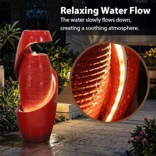 30H Vase Outdoor Water Fountain with Smoothing Flow
