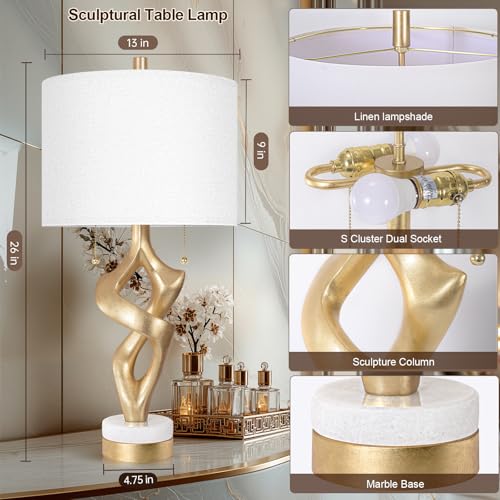 26” Table Lamp Set of 2 with USB Ports for Bedroom Living Room