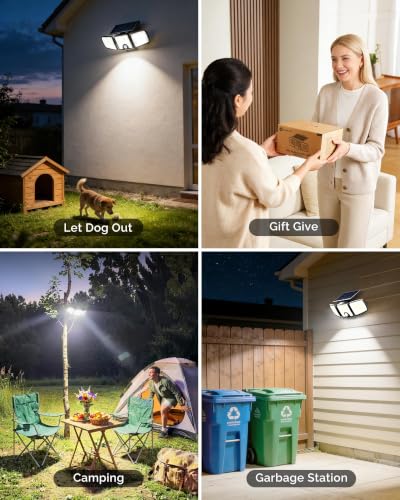 4 Pack Solar Flood Outdoor Lights with Motion Sensor 3 Modes