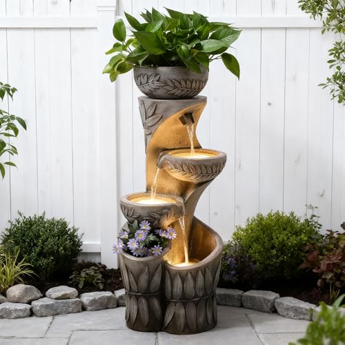 4 Tiered Water Fountain Outdoor Waterfall Fountains