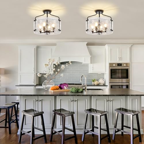 Modern Black Semi Flush Mount Ceiling Light
