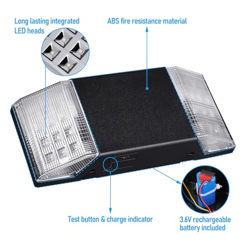 8 Pack LED Emergency Lighting with Battery Backup Black (8 Count)