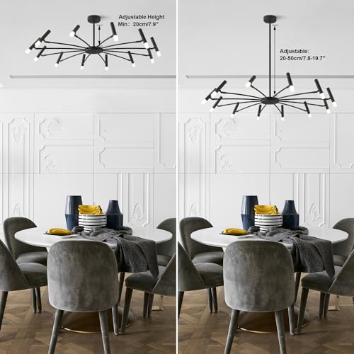 Mid Century Modern Sputnik Light Fixture Farmhouse Black Sputnik Chandelier Industrial Flush Mount Ceiling Light Vintage Schoolhouse Pendant Light