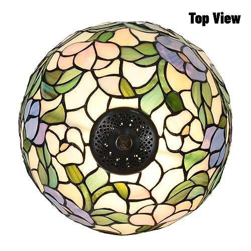 TL0005 Tiffany Table Lamp Bedside Stained Glass Lamp Spring Floral Design Reading Desk Light 12X21.5 Inches for Bedroom Living Room Home Office