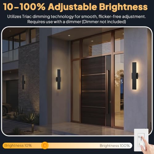 2 Pack LED Outdoor Wall Lights Dimmable (15.7in)