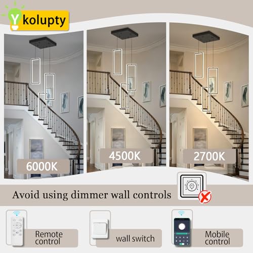 Modern LED Chandelier Adjustable Hanging Black Pendant Light Fixture 3