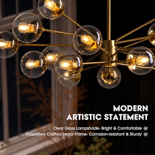 42.5″ Gold Sputnik Chandeliers for Dining Room Light Fixture