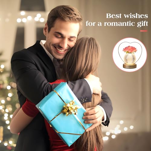 Women Gifts Rose Flower Lamp Cordless LED Touch Lamp Decor Gift