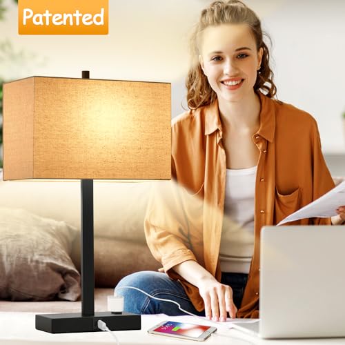 21" Touch Bedside lamps with 2 USB & AC Outlets (2 Count)