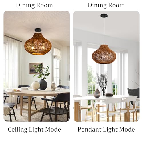 15" Rattan Pendant Light
