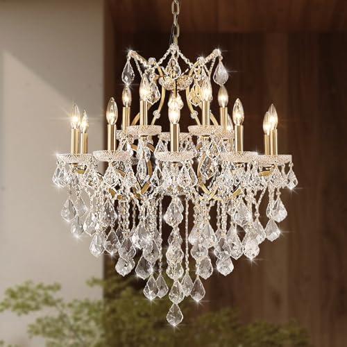 15 Lights Brass K9 Crystal Chandelier for Dining Room