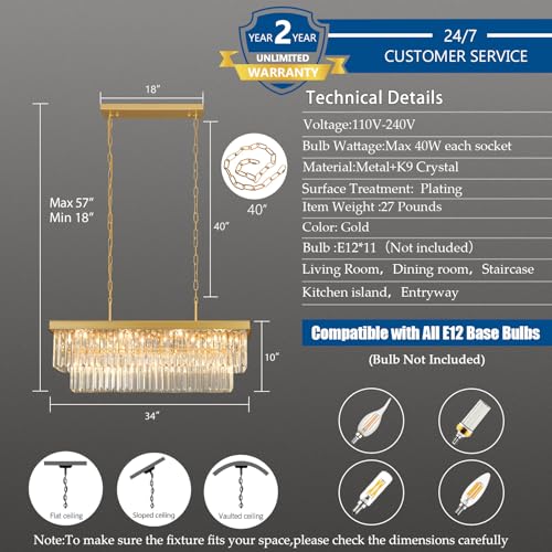 Gold Crystal Chandeliers for Dining Room