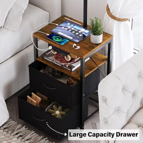 Floor Standing Lamp with Table & 2 Drawers