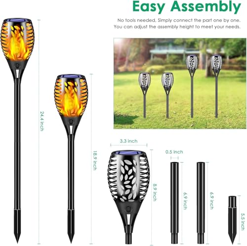 6 Pack Solar Lights Outdoor Flickering Flame Solar Torch Lights (6 Count)