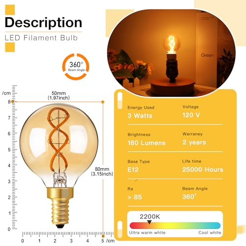 E12 3W LED Candelabra Bulb (2 Count)