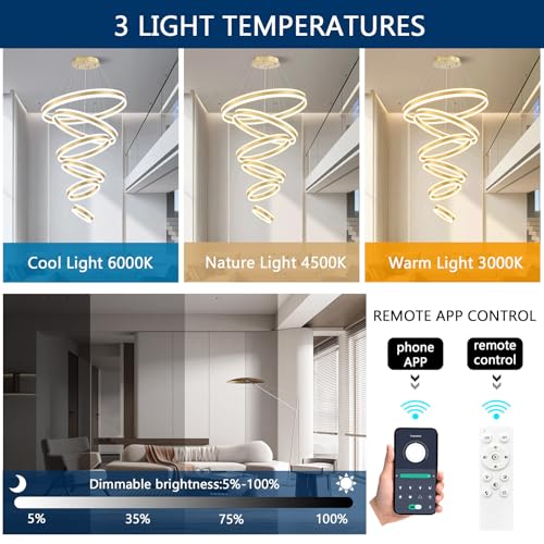 31.4'' Modern LED Chandelier Large Contemporary Chandeliers for Foyer 6