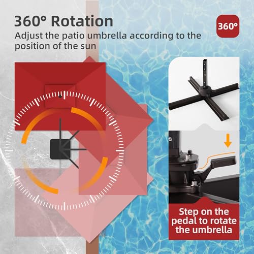 9x12 FT Patio Cantilever Outdoor Offset Umbrella with LED Lights