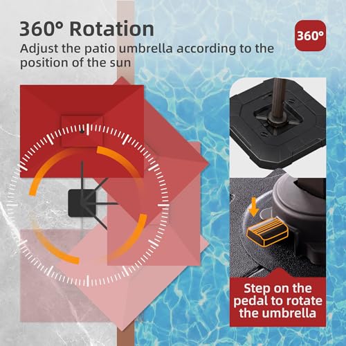 9x12 FT Patio Cantilever Outdoor Umbrella with Base and LED Lights