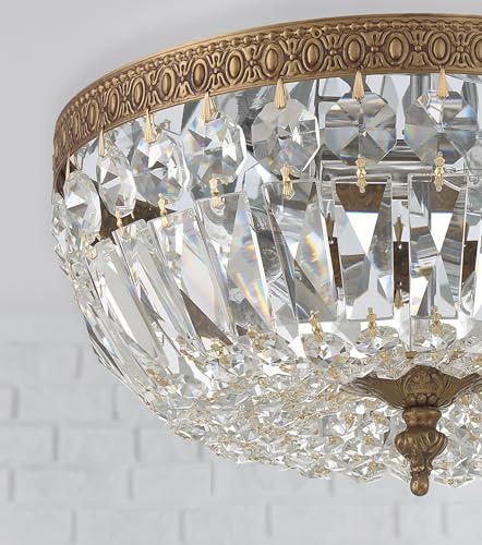 3 Light Spectra Crystal Olde Brass Flush Mount