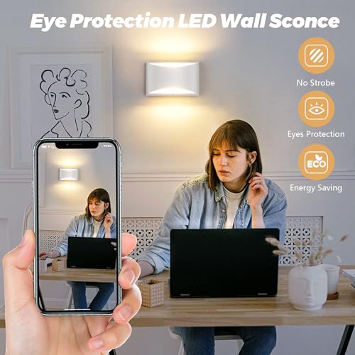 4 Pack Aluminum Modern Indoor LED Wall Sconce Hardwired Interior Wall Lights Up and Down Wall Mount Light for Living Room Bedroom Corridor Conservatory Warm White 3000K (4 Count)