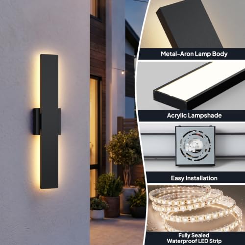 2 Pack LED Outdoor Wall Lights (23.6in)