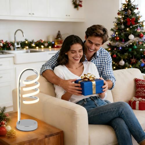 PIRTSDEL Modern Spiral Table Lamp for Bedside Nightstand Touch and Remote Dual Control