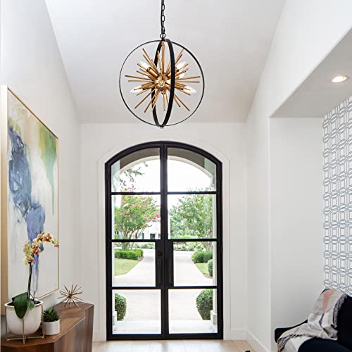 17.7" Black Gold Globe Sputnik Chandelier