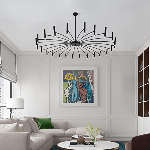 Lighting 24 Lights Black Metal Sputnik Chandelier Mid Century Modern Flush Mount Ceiling Light Fixture Farmhouse Vintage Kitchen Island Sputnik Chandelier Lighting