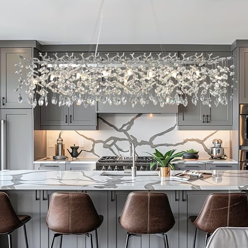 60" Silver Crystal Chandelier