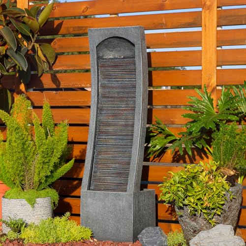 42H Modern Curved Indoor Water Fountain with LED Lighting