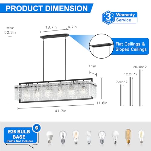 Modern Black Rectangle Chandelier